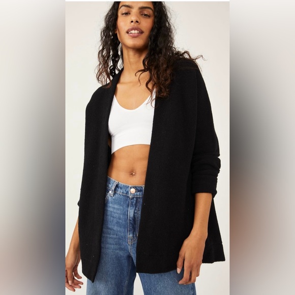 Free People Sweaters - Black free people oversized cardigan with pockets, size medium